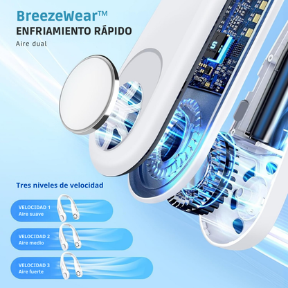 ❄️ Aire acondicionado de cuello  – Tu alivio portátil contra el calor extremo.